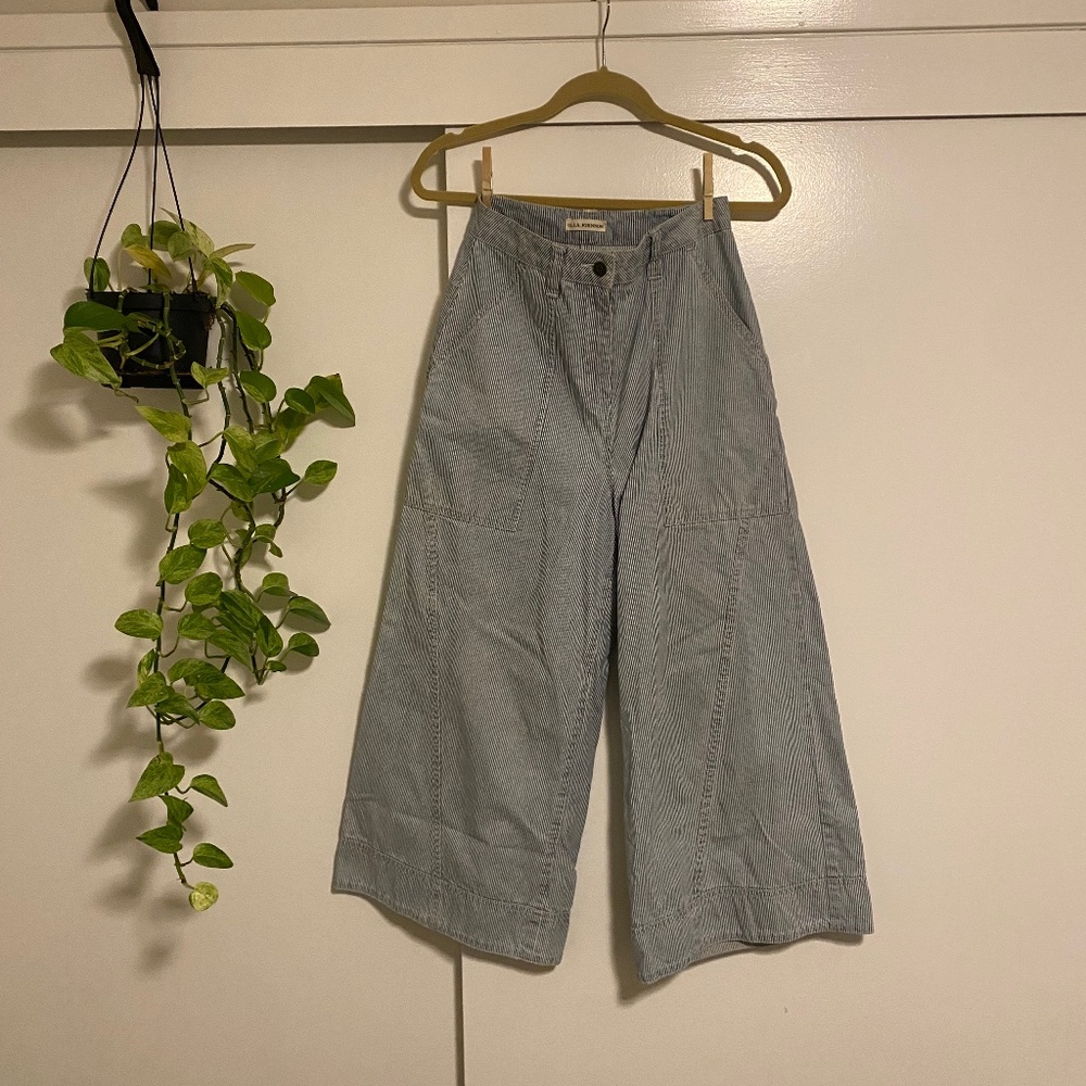 Ulla Johnson Giada railroad stripe culotte pants, size 4